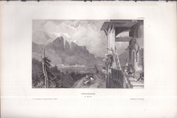 Inspruck in Tyrol (Innsbruck, Ausztria, Eurpa) (16x23,5 cm mret eredeti aclmetszet, 1856-bl)