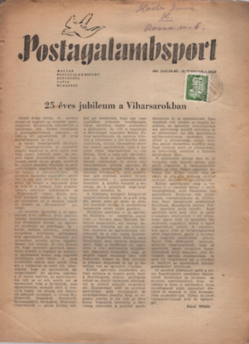 Postagalambsport 1963. IX. vfolyam janur, februr, mrcius (3 szm)