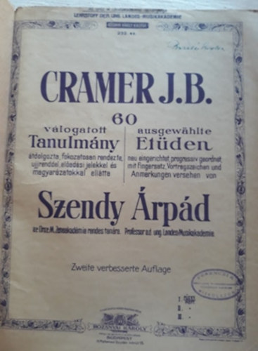 Cramer-Szendy - 60 vlogatott tanulmny
