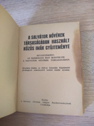 A Salvtor Nvrek trsasgban hasznlt kzs imk gyjtemnye