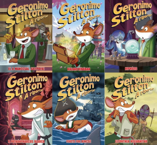 Dario Sicchio Geronimo Stilton - 6 db Geronimo a riporter kpregny: El a manccsal Sajtpofa! + Kaland Knban + Hipnzis + A patknyharcos larca +  Fekete Fog kincse + Eltntnek nyilvntva