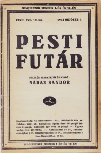 Pesti Futr XXVII. vf. 19. sz. 1934 oktber 1.