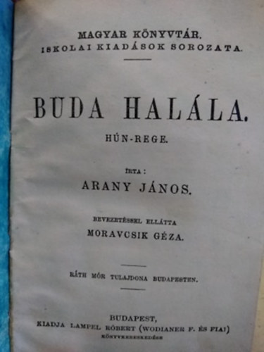 Arany Jnos - Buda halla - hn rege + A nagyidai czignyok (egybektve)