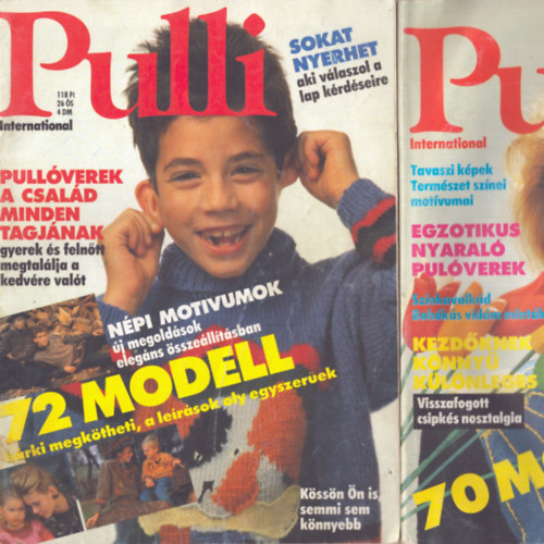 2 db Pulli International kzimunka magazin: 1990/1 tavasz-nyr + Pulli 72 modell