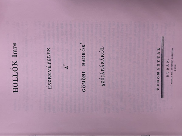 Hollók Imre - Észrevételek a gömöri barkók szójárásáról (reprint)