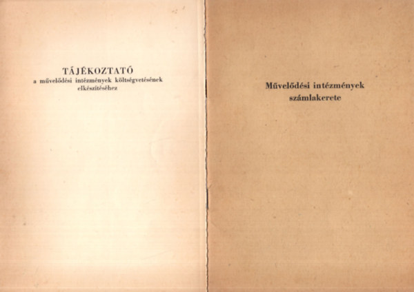 Farag� Imre  (szerk.) - M�vel�d�si int�zm�nyek sz�mlakerete, T�j�koztat� a m�vel�d�si int�zm�nyek k�lts�gvet�s�nek elk�sz�t�s�hez, T�j�koztat� a kultur�lis int�zm�nyek 1964. �vi k�lts�gvet�s�nek �ssze�ll�t�s�hoz( 3 m� egy�tt )