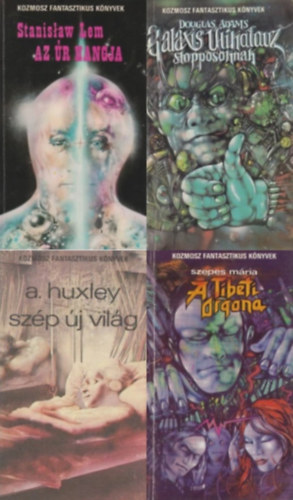 Stanislaw Lem, Aldous Huxley, Szepes M�ria Douglas Adams - 4 db a Kozmosz fantasztikus k�nyvek sorozatb�l: Galaxis �tikalauz stopposoknak + Az �r hangja + Sz�p �j vil�g + A tibeti orgona