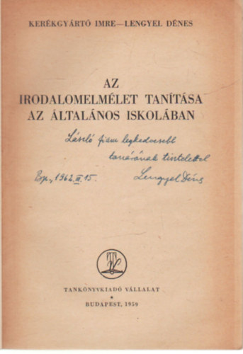 Az irodalomelm�let tan�t�sa az �ltal�nos iskol�ban