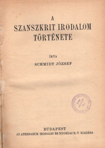 A szanszkrit irodalom trtnete