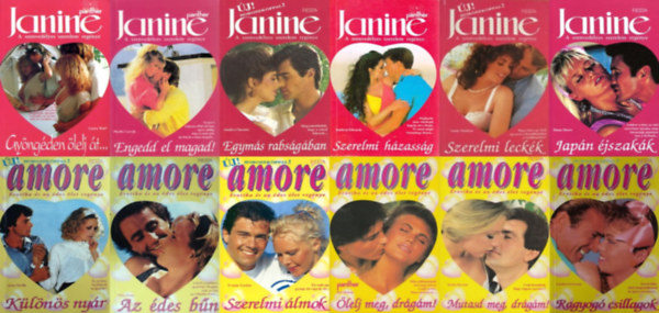 12 db  az Amore s a Janine sorozatbl: Klns nyr + Ragyog csillagok+ Mutasd meg drgm! + Szerekmi lmok + Az des bn + lelj meg drgm! + Engedd el magad + Szerelmi hzassg + Gyngden lelj t... + Egyms rabsgban