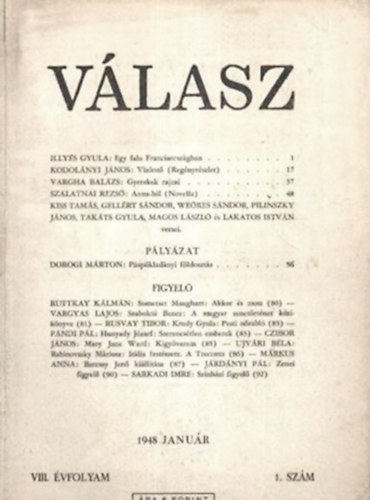 Vlasz - VIII. vf. 1. szm, 1948. janur