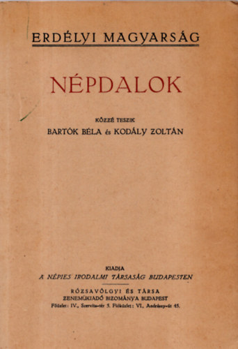 Npdalok (Erdlyi magyarsg) - Reprint