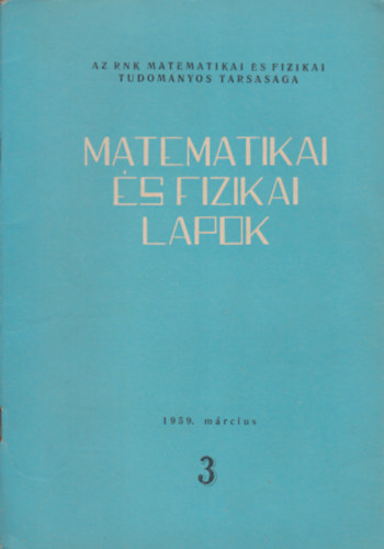 Matematikai s fizikai lapok 3. 1959. mrcius