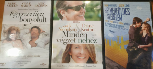 3 db romantikus film: Minden v�gzet neh�z + H�tm�rf�ldes szerelem + Egyszer�en bonyolult (3 DVD)