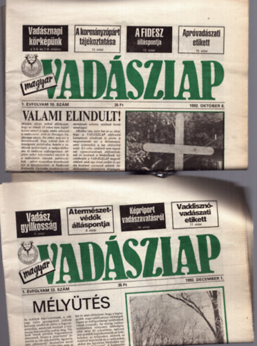 2 db Vadszlap: 1992. oktber 6. + 1992. december 1.