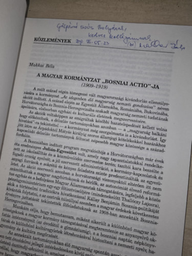 Szzadok - A Magyar Trtnelmi Trsulat folyirata - Klnlenyomat 2. szm: A magyar kormnyzat "Bosniai Actio"- ja ( Makkai Bla dediklta)