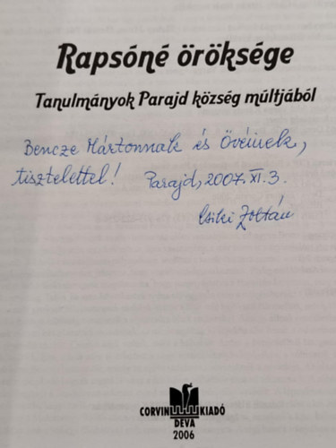Rapsn rksge - Tanulmnyok Parajd kzsg mltjbl