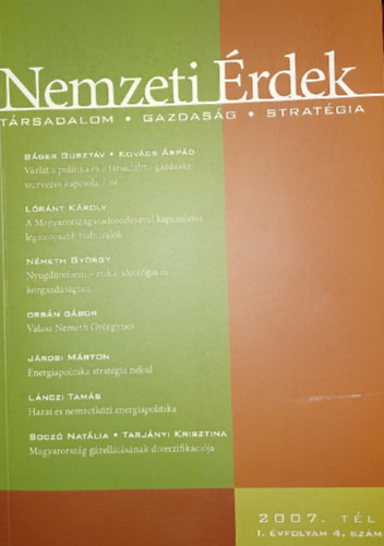 Nemzeti rdek - Trsadalom - Gazdasg - Stratgia 2007. tl I. vf. 4. szm