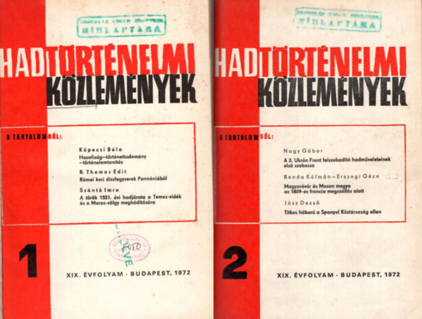 Hadtrtnelmi kzlemnyek 1972 1-4. szm (teljes)