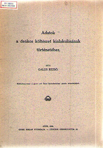 Glos Rezs - Adatok a dekos kltszet kialakulsnak trtnethez