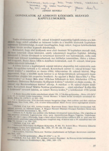 Gondolatok az Admonti k�dexb�l hi�nyz� kapitulumokr�l - K�l�nlenyomat - Dedik�lt