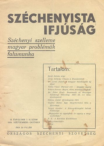 Szchenyista ifjsg III. vf. 7-8. szm. 1938.