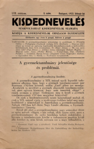 Dr. Kenyeres Elemr  (szerk.) - Kisdednevels 1931. prilis h 4. szm, s 1932 februr h 2. szm ( Szakfolyirat kisdednevelk szmra ) 2 szm egyben