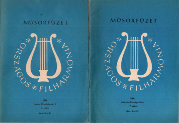 2 db msorfzet  1986. 7. szm, 1986. 3. szm  ( Orszgos Filharmnia 1986. Janur 27.- februr 9., 1986. mrcius 24-prilis 6. )