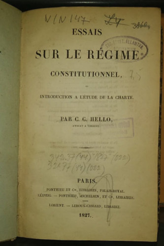 Essais - Sur Le Rgime Constitutionnel - Esszk az alkotmny szablyairl