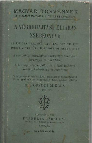 A vgrehajtsi eljrs zsebknyve