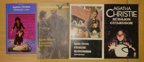 4  krimi Agatha Christie-t�l: Harmadik l�ny, A titokzatos K�k Vonat, Gyilkoss�g mezopot�mi�ban, B�b�jos gyilkosok