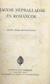 Magyar n�pballad�k �s rom�ncok