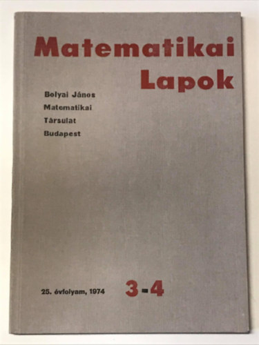 Matematikai Lapok 25. vfolyam, 1974 3-4