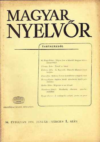 Magyar Nyelvr 1970/1-4. szm (teljes vfolyam)