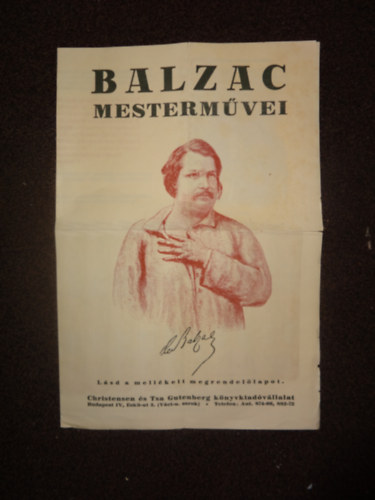Balzac mestermvei. Prospektus, reklm.
