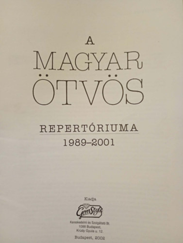 A Magyar �tv�s repert�riuma 1989-2001