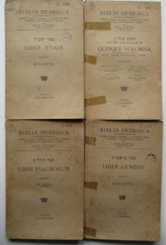 4 db Biblia Herbraica (Liber JesaiAE, Quinque Volumina, Liber psalmorum, Liber genesis)