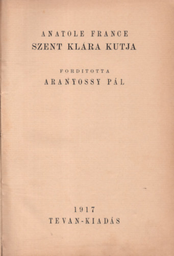 Szent Klra ktja (Tevan-kiads)