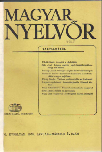Magyar nyelvr 1978   vi teljes vfolyam (egybektve )