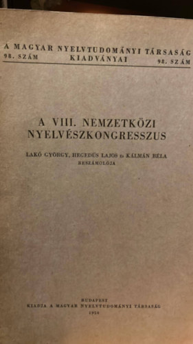 A VIII. Nemzetkzi Nyelvszkongresszus