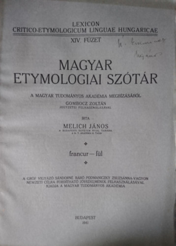 Magyar etymologiai sztr XIV. fzet