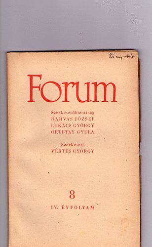 Forum (folyirat) 1949 augusztus