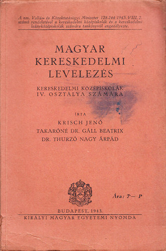 Magyar kereskedelmi levelezs - Kereskedelmi kzpiskolk IV. osztlya szmra