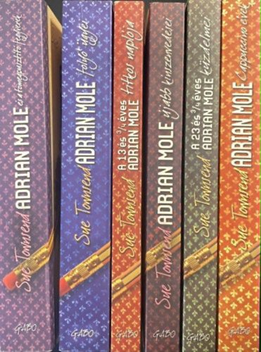 6 db Adrian Mole k�nyv : Adrian Mole �s a t�megpuszt�t� fegyverek + Adrian Mole foly� �gyei + A 13 �s 3/4 �ves Adrian Mole titkos napl�ja + Adrian Mole �jabb k�nszenved�sei + A 23 �s 3/4 �ves Adrian Mole k�zdelmei + Adrian Mole  Cappu