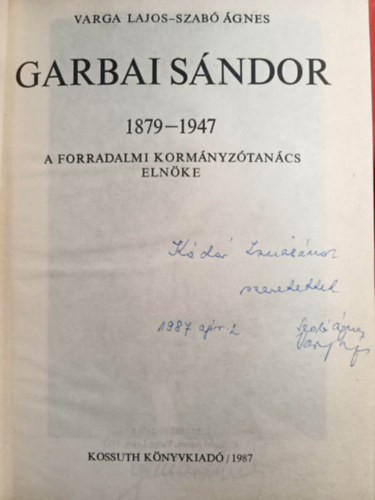 Garbai Sndor 1879-1947