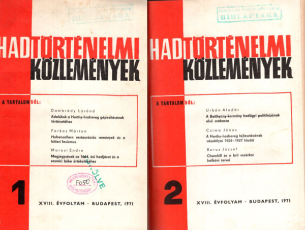 Hadtrtnelmi kzlemnyek 1971 1-4. szm (teljes)