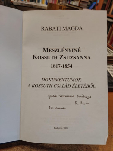 Meszlnyin Kossuth Zsuzsanna 1817-1854