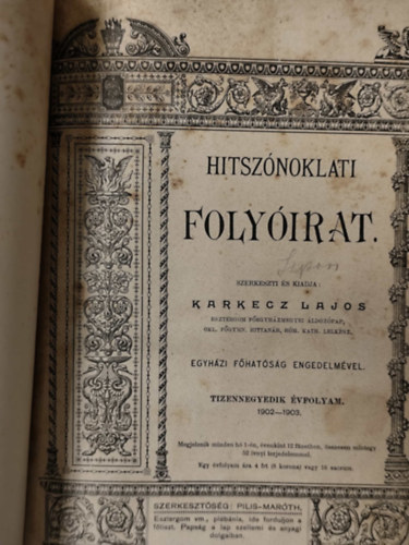 Hitsznoklati folyirat - Tizennegyedik vfolyam 1902-1903.