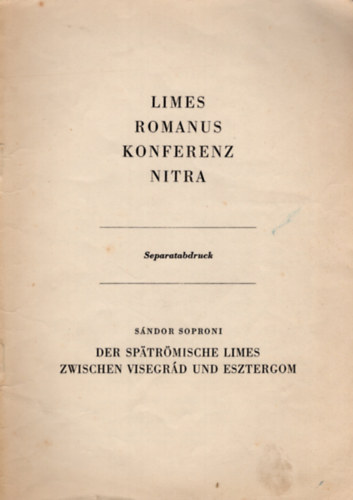 Der sptrmische Limes zwischen Visegrd und Esztergom