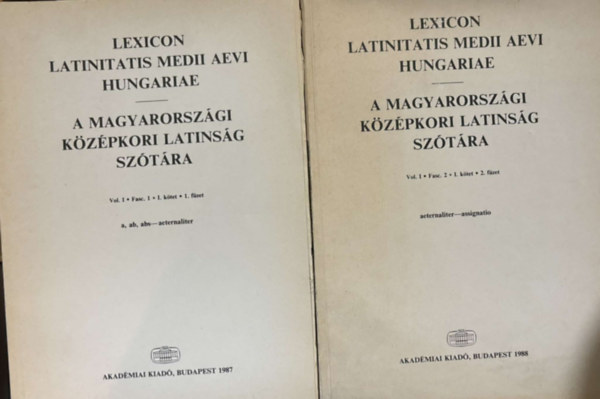 Lexicon Latinitatis Medii Aevi Hungariae / A magyarorszgi kzpkori latinsg sztra Vol 1. 1-3. fzet + Vol 2. 1. fzet. (4 ktet)